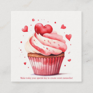 Carte D'accompagnement Red Hearts Sweet Cupcake Valentine's Day Card