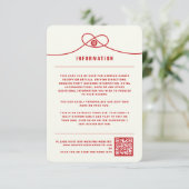 Carte D'accompagnement Red Knot Union Double Bonheur Mariage chinois (Debout devant)