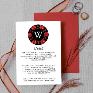 Carte D'accompagnement Red Parties scintillant Poker Chip Casino Mariage