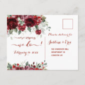 Carte D'accompagnement Red Peony Epiphany RSVP Veuillez Répondre Postcard (Dos)