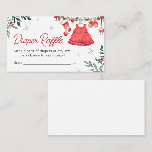 Carte D'accompagnement Red Père Noël Noël Festive Baby Diaper Raffle (Devant / Derrière)