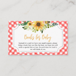 Carte D'accompagnement Red Picnic Sunflower Baby showers Livres pour bébé