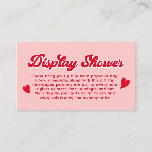 Carte D'accompagnement Red Pink Valentines Baby Shower Display Shower (Devant)
