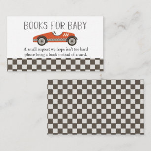 Carte D'accompagnement Red Race Car Baby shower Livres pour bébé