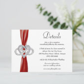 Carte D'accompagnement Red Ribbon Infinity Heart Détails du Mariage (Debout devant)
