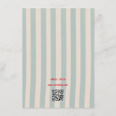 Carte D'accompagnement Red Script Blue Line QR Code Retro Wedding Details (Dos)