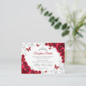 Carte D'accompagnement Red Silver Quinceanera Reception Details (Debout devant)