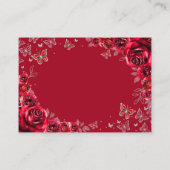 Carte D'accompagnement Red Silver Quinceanera Reception Details (Dos)