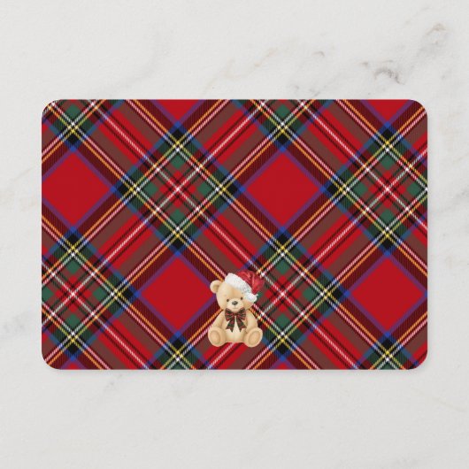 Carte D'accompagnement Red Tartan Plaid Christmas Bear Diaper Raffle (Dos)