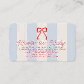 Carte D'accompagnement Red White & Due Bow Blue Stripes Baby Book Request (Devant)