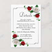 Carte D'accompagnement Red & White Roses Christmas Détails du Mariage (Devant)