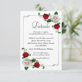 Carte D'accompagnement Red & White Roses Christmas Détails du Mariage (Debout devant)