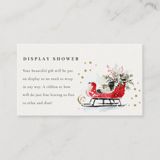 Carte D'accompagnement Red Winter Sleigh Display Shower Baby Baby Shower (Devant)