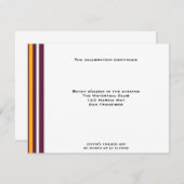 Carte D'accompagnement Redskins Football Sports Bar MitzvahRéception (Devant / Derrière)