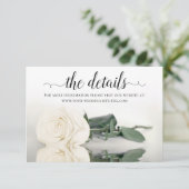 Carte D'accompagnement Reflet White Rose Mariage Détails Site Web (Debout devant)