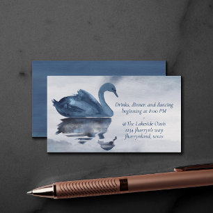 Carte D'accompagnement Reflets Brumeux Réception de Mariage au Cygne Bl