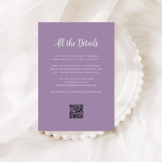 Carte D'accompagnement Regal Lavender | Mariage Détails de l'invité Code 