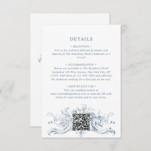 Carte D'accompagnement Régence vintage Monogram Crest Détails Mariage QR