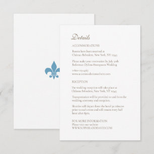 Carte D'accompagnement Regency French Fleur de Lis Détails du Mariage