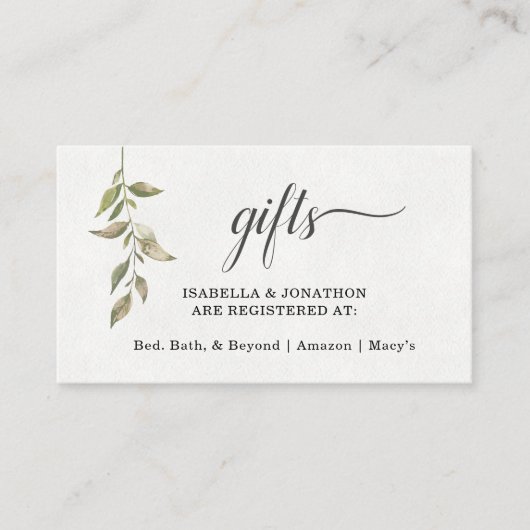 Carte D'accompagnement Registre Cadeau Aquarelle Insertion / Enceinte Inv (Devant)