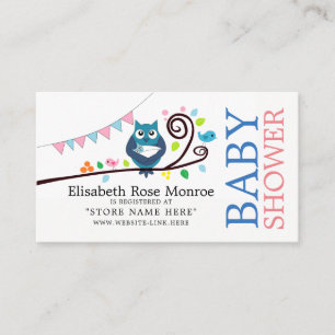 Carte D'accompagnement Registre cadeau de Baby shower de Chouette blanche