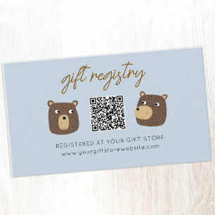 Carte D'accompagnement Registre cadeau de Baby shower Little Bear Cub Cod
