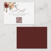 Carte D'accompagnement Registre cadeau de code QR Floral Bourgogne & Oran (Devant / Derrière)