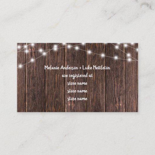 Carte D'accompagnement Registre cadeau de douche nuptiale en bois foncé e (Devant)