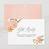 Carte D'accompagnement Registre cadeau de mariage rose et or Floral (Devant / Derrière)
