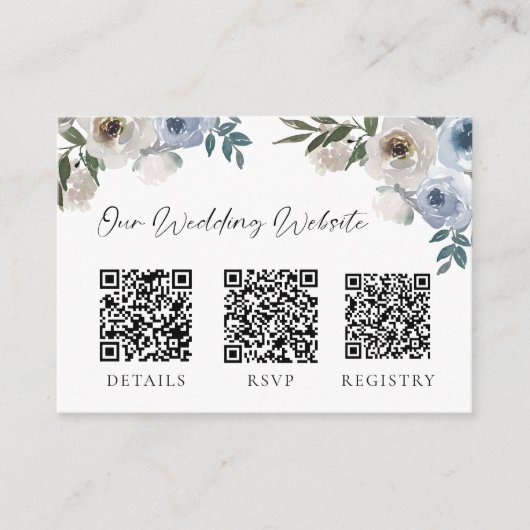 Carte D'accompagnement Registre cadeau Dusty Blue Mariage QR Code RSVP (Devant)