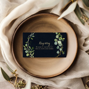 Carte D'accompagnement Registre cadeau Mariage bleu or géométrique