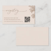 Carte D'accompagnement Registre cadeau Mariage de code QR Palm Tree (Devant / Derrière)