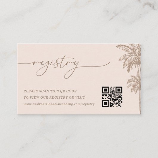 Carte D'accompagnement Registre cadeau Mariage de code QR Palm Tree (Devant)
