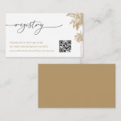 Carte D'accompagnement Registre cadeau Mariage Gold Palm Tree QR Code (Devant / Derrière)
