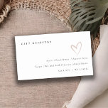 Carte D'accompagnement Registre cadeau minimal simple de Mariage de coeur<br><div class="desc">Pour toute autre personnalisation ou tout autre élément correspondant,  n'hésitez pas à me contacter à l'adresse yellowfebstudio@gmail.com</div>