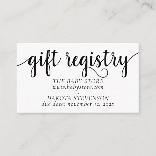 Carte D'accompagnement Registre cadeau moderne simple | Classic N'importe (Devant)