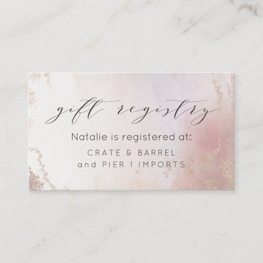 Carte D'accompagnement Registre cadeau Ombre Blush Pink Frosted Foil Douc (Devant)