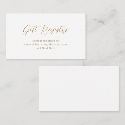 Carte D'accompagnement Registre cadeau or moderne Baby shower simple (Devant / Derrière)