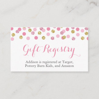 Carte D'accompagnement Registre cadeau Parties scintillant rose et or Ins