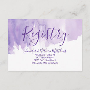 Carte D'accompagnement Registre cadeau Violet Purple Aquarelle Splash