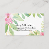 Carte D'accompagnement Registre Cadeaux Script couleur aquarelle Fleurs (Dos)