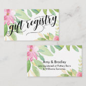 Carte D'accompagnement Registre Cadeaux Script couleur aquarelle Fleurs (Devant / Derrière)