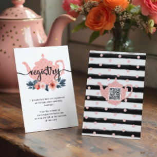 Carte D'accompagnement Registre Chic Floral Tea Party Girl Baby shower