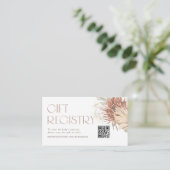 Carte D'accompagnement Registre de Baby shower de code QR de Palm Boho sé (Debout devant)