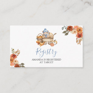 Carte D'accompagnement Registre de Baby Shower Ours Automne Amoureux