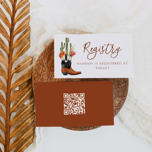 Carte D'accompagnement Registre de bébé Code QR Bottes Western Aquarelle