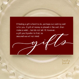 Carte D'accompagnement Registre de cadeaux d'argent de mariage, Rouge vin