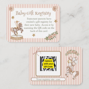Carte D'accompagnement Registre de cadeaux de cheval de carrousel beige/t