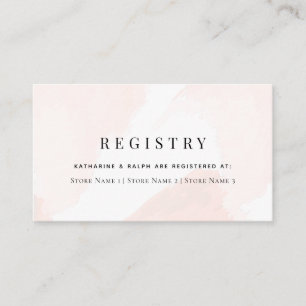 Carte D'accompagnement Registre de cadeaux de mariage à l'aquarelle rose