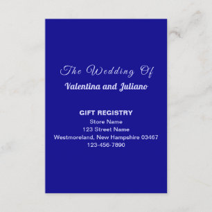 Carte D'accompagnement Registre de cadeaux de mariage bleu foncé en portr